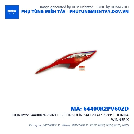 64400K2PV60ZD | BỘ ỐP SƯỜN SAU PHẢI *R389* | HONDA WINNER X — 64400K2PV60ZD