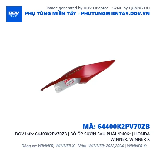 64400K2PV70ZB | BỘ ỐP SƯỜN SAU PHẢI *R406* | HONDA WINNER, WINNER X — 64400K2PV70ZB