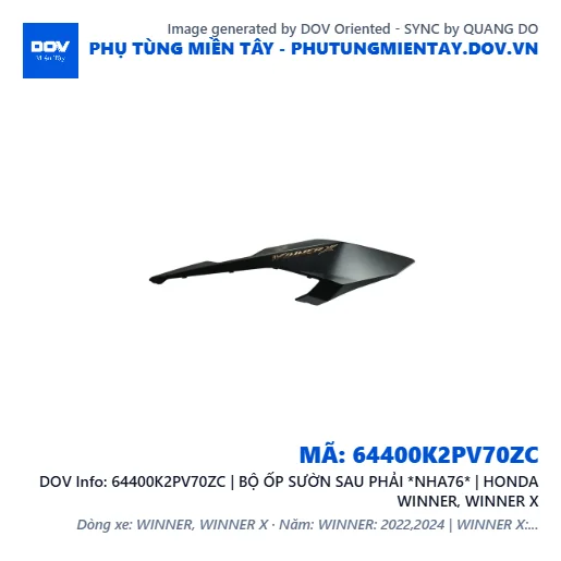 64400K2PV70ZC | BỘ ỐP SƯỜN SAU PHẢI *NHA76* | HONDA WINNER, WINNER X — 64400K2PV70ZC