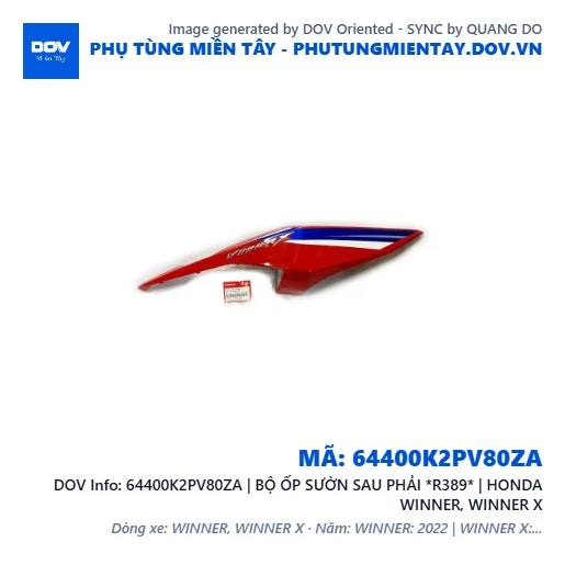 64400K2PV80ZA | BỘ ỐP SƯỜN SAU PHẢI *R389* | HONDA WINNER, WINNER X — 64400K2PV80ZA