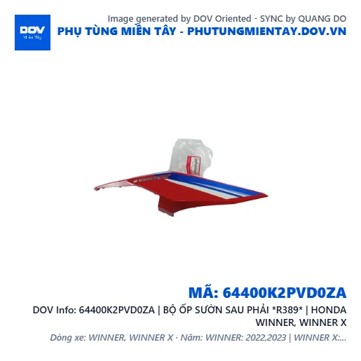 64400K2PVD0ZA | BỘ ỐP SƯỜN SAU PHẢI *R389* | HONDA WINNER, WINNER X — 64400K2PVD0ZA
