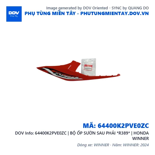 64400K2PVE0ZC | BỘ ỐP SƯỜN SAU PHẢI *R389* | HONDA WINNER — 64400K2PVE0ZC
