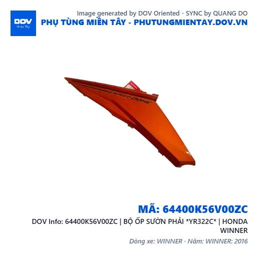 64400K56V00ZC | BỘ ỐP SƯỜN PHẢI *YR322C* | HONDA WINNER — 64400K56V00ZC
