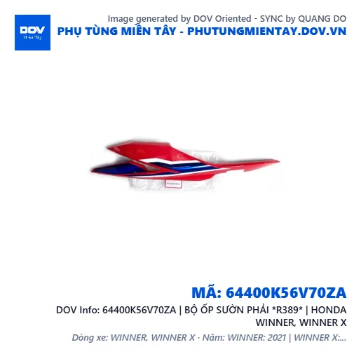 64400K56V70ZA | BỘ ỐP SƯỜN PHẢI *R389* | HONDA WINNER, WINNER X — 64400K56V70ZA