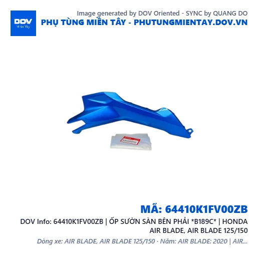 64410K1FV00ZB | ỐP SƯỜN SÀN BÊN PHẢI *B189C* | HONDA AIR BLADE, AIR BLADE 125/150 — 64410K1FV00ZB