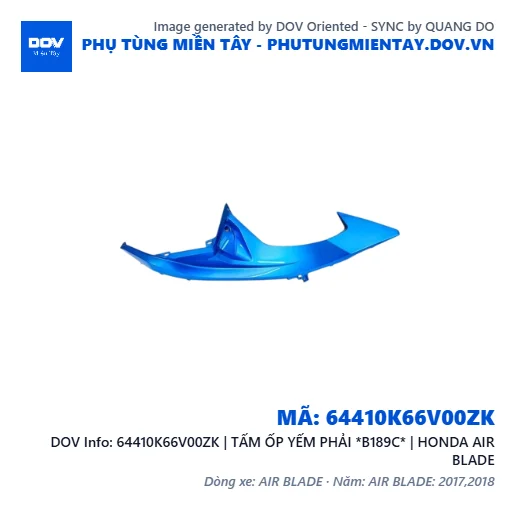 64410K66V00ZK | TẤM ỐP YẾM PHẢI *B189C* | HONDA AIR BLADE — 64410K66V00ZK