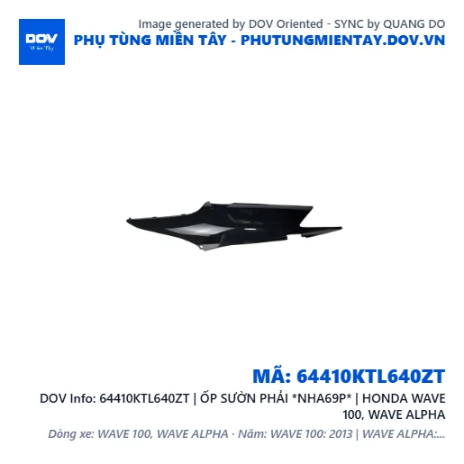 64410KTL640ZT | ỐP SƯỜN PHẢI *NHA69P* | HONDA WAVE 100, WAVE ALPHA — 64410KTL640ZT