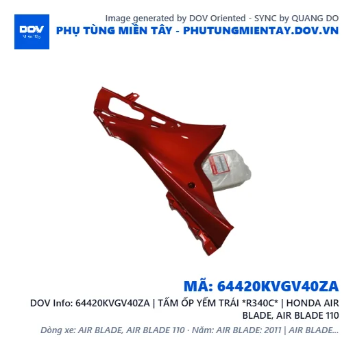 64420KVGV40ZA | TẤM ỐP YẾM TRÁI *R340C* | HONDA AIR BLADE, AIR BLADE 110 — 64420KVGV40ZA
