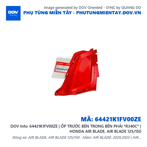64421K1FV00ZE | ỐP TRƯỚC BÊN TRONG BÊN PHẢI *R340C* | HONDA AIR BLADE, AIR BLADE 125/150 — 64421K1FV00ZE