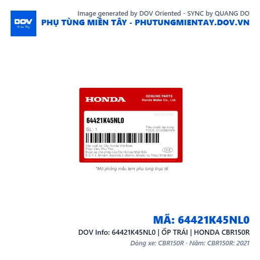 64421K45NL0 | ỐP TRÁI | HONDA CBR150R — 64421K45NL0