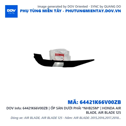 64421K66V00ZB | ỐP SÀN DƯỚI PHẢI *NHB25M* | HONDA AIR BLADE, AIR BLADE 125 — 64421K66V00ZB