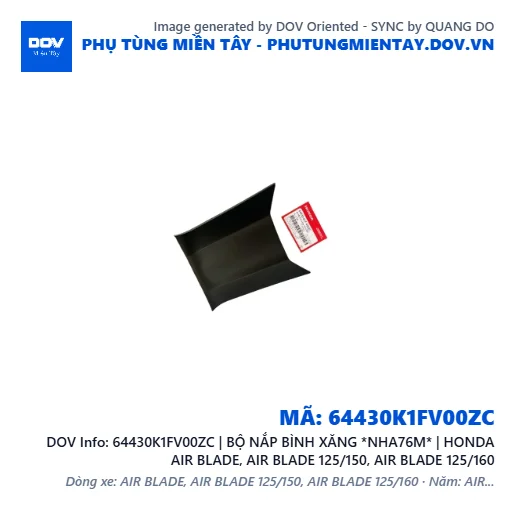 64430K1FV00ZC | BỘ NẮP BÌNH XĂNG *NHA76M* | HONDA AIR BLADE, AIR BLADE 125/150, AIR BLADE 125/160 — 64430K1FV00ZC