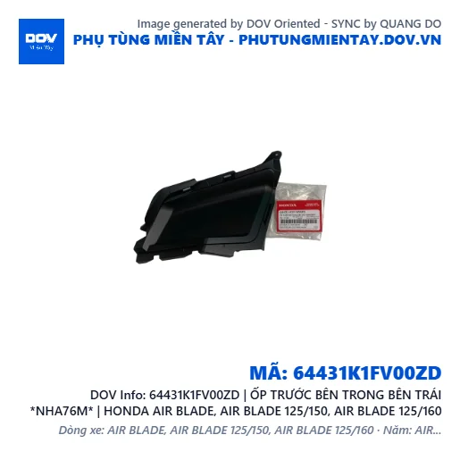 64431K1FV00ZD | ỐP TRƯỚC BÊN TRONG BÊN TRÁI *NHA76M* | HONDA AIR BLADE, AIR BLADE 125/150, AIR BLADE 125/160 — 64431K1FV00ZD