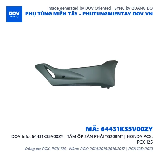 64431K35V00ZY | TẤM ỐP SÀN PHẢI *G208M* | HONDA PCX, PCX 125 — 64431K35V00ZY