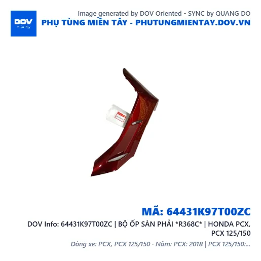 64431K97T00ZC | BỘ ỐP SÀN PHẢI *R368C* | HONDA PCX, PCX 125/150 — 64431K97T00ZC