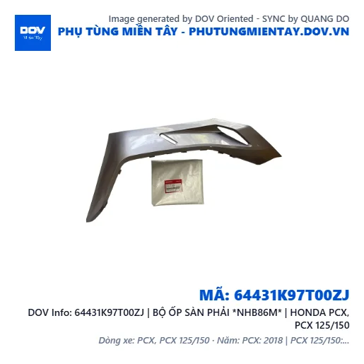 64431K97T00ZJ | BỘ ỐP SÀN PHẢI *NHB86M* | HONDA PCX, PCX 125/150 — 64431K97T00ZJ