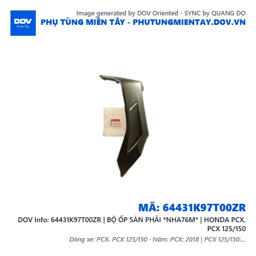 64431K97T00ZR | BỘ ỐP SÀN PHẢI *NHA76M* | HONDA PCX, PCX 125/150 — 64431K97T00ZR