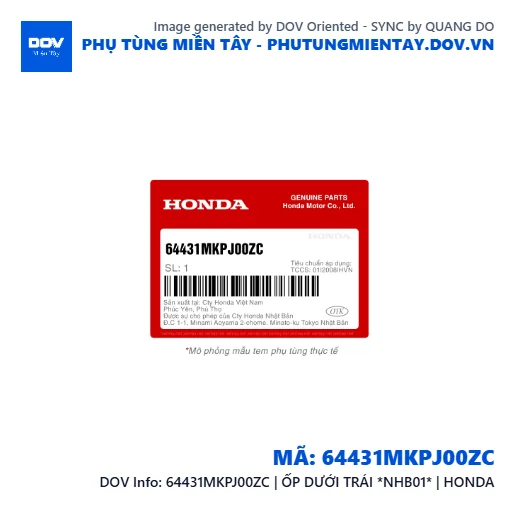 64431MKPJ00ZC | ỐP DƯỚI TRÁI *NHB01* | HONDA — 64431MKPJ00ZC