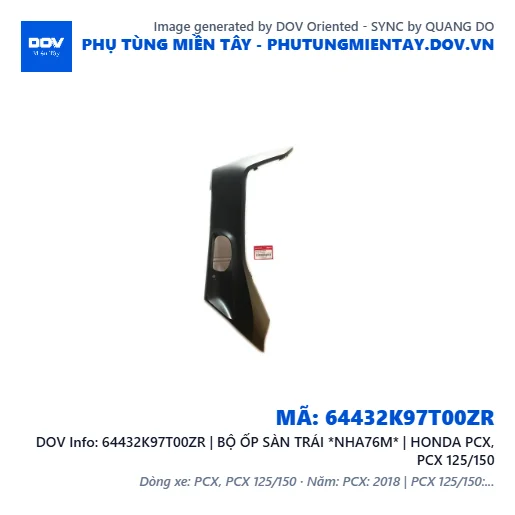 64432K97T00ZR | BỘ ỐP SÀN TRÁI *NHA76M* | HONDA PCX, PCX 125/150 — 64432K97T00ZR