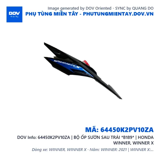 64450K2PV10ZA | BỘ ỐP SƯỜN SAU TRÁI *B189* | HONDA WINNER, WINNER X — 64450K2PV10ZA