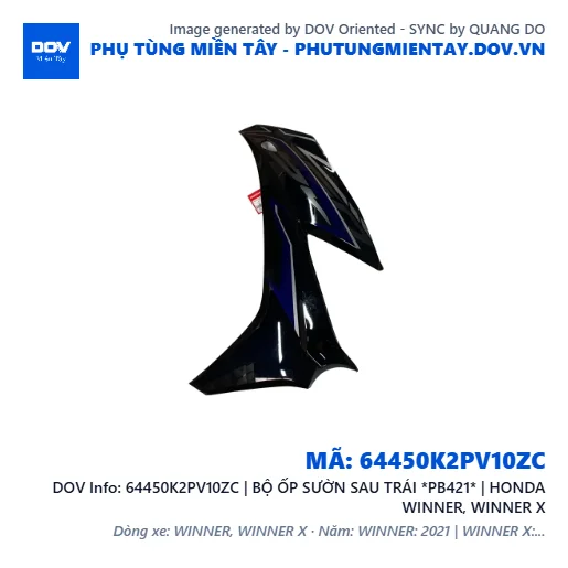 64450K2PV10ZC | BỘ ỐP SƯỜN SAU TRÁI *PB421* | HONDA WINNER, WINNER X — 64450K2PV10ZC