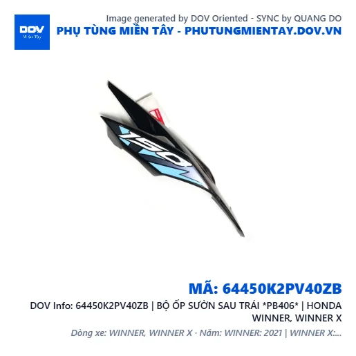 64450K2PV40ZB | BỘ ỐP SƯỜN SAU TRÁI *PB406* | HONDA WINNER, WINNER X — 64450K2PV40ZB