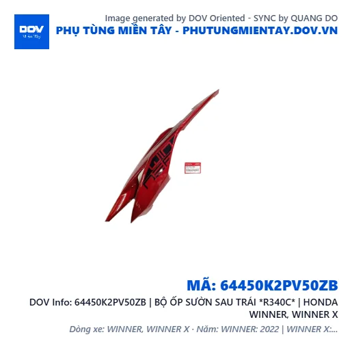 64450K2PV50ZB | BỘ ỐP SƯỜN SAU TRÁI *R340C* | HONDA WINNER, WINNER X — 64450K2PV50ZB