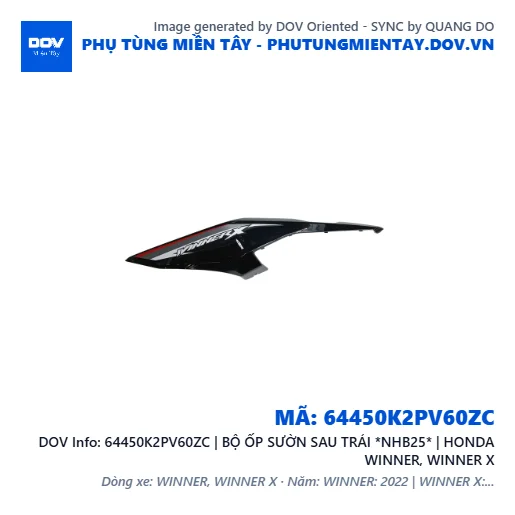 64450K2PV60ZC | BỘ ỐP SƯỜN SAU TRÁI *NHB25* | HONDA WINNER, WINNER X — 64450K2PV60ZC