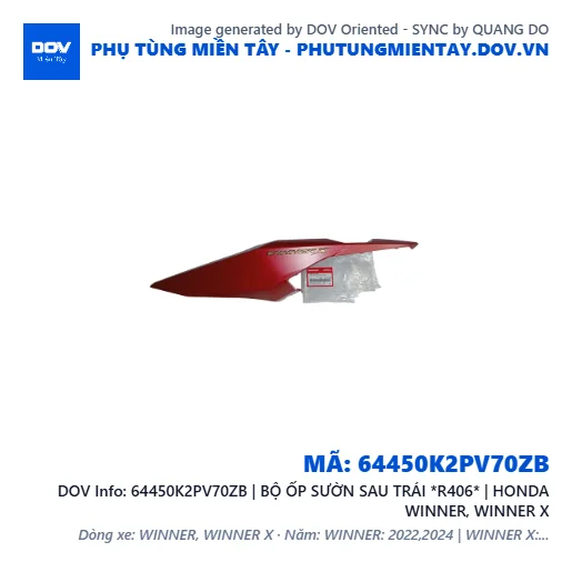 64450K2PV70ZB | BỘ ỐP SƯỜN SAU TRÁI *R406* | HONDA WINNER, WINNER X — 64450K2PV70ZB