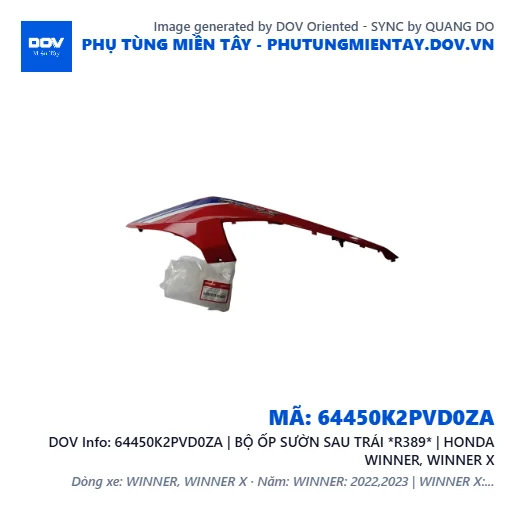 64450K2PVD0ZA | BỘ ỐP SƯỜN SAU TRÁI *R389* | HONDA WINNER, WINNER X — 64450K2PVD0ZA
