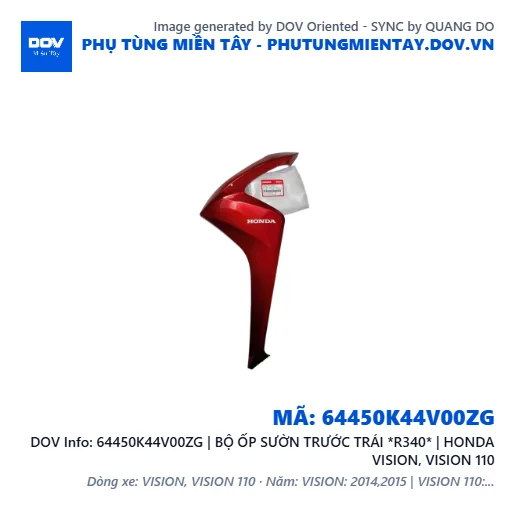 64450K44V00ZG | BỘ ỐP SƯỜN TRƯỚC TRÁI *R340* | HONDA VISION, VISION 110 — 64450K44V00ZG