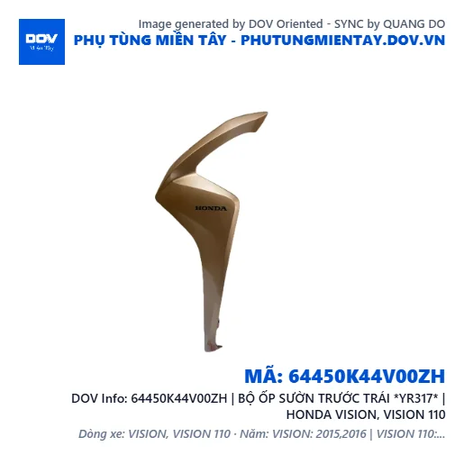 64450K44V00ZH | BỘ ỐP SƯỜN TRƯỚC TRÁI *YR317* | HONDA VISION, VISION 110 — 64450K44V00ZH