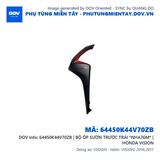 64450K44V70ZB | BỘ ỐP SƯỜN TRƯỚC TRÁI *NHA76M* | HONDA VISION — 64450K44V70ZB