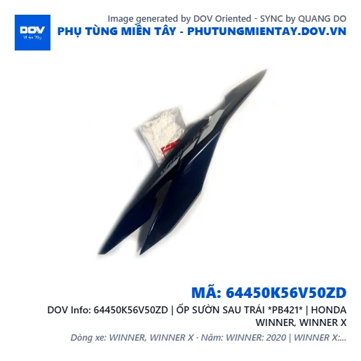 64450K56V50ZD | ỐP SƯỜN SAU TRÁI *PB421* | HONDA WINNER, WINNER X — 64450K56V50ZD