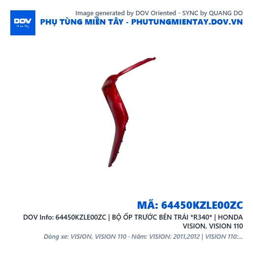 64450KZLE00ZC | BỘ ỐP TRƯỚC BÊN TRÁI *R340* | HONDA VISION, VISION 110 — 64450KZLE00ZC