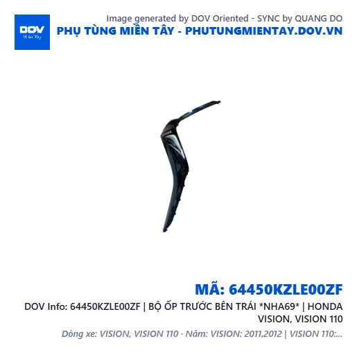 64450KZLE00ZF | BỘ ỐP TRƯỚC BÊN TRÁI *NHA69* | HONDA VISION, VISION 110 — 64450KZLE00ZF