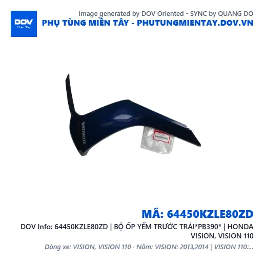64450KZLE80ZD | BỘ ỐP YẾM TRƯỚC TRÁI*PB390* | HONDA VISION, VISION 110 — 64450KZLE80ZD