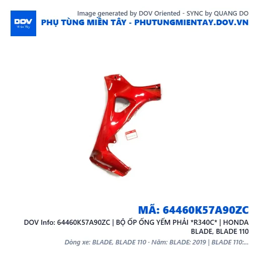 64460K57A90ZC | BỘ ỐP ỐNG YẾM PHẢI *R340C* | HONDA BLADE, BLADE 110 — 64460K57A90ZC