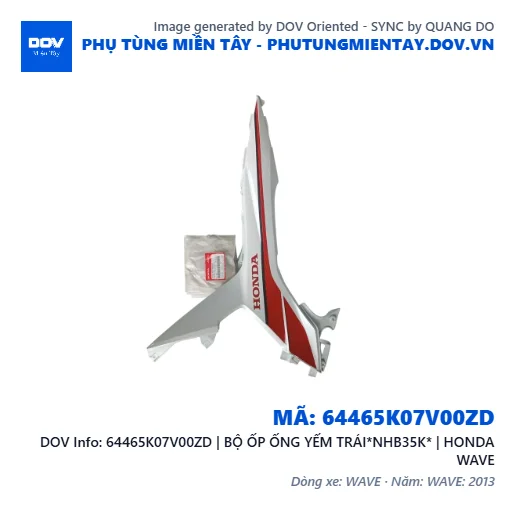 64465K07V00ZD | BỘ ỐP ỐNG YẾM TRÁI*NHB35K* | HONDA WAVE — 64465K07V00ZD