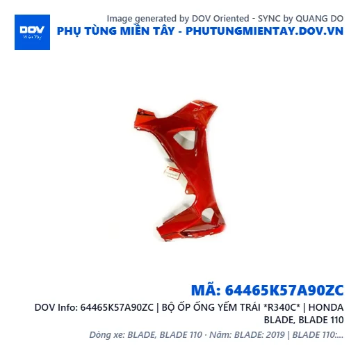 64465K57A90ZC | BỘ ỐP ỐNG YẾM TRÁI *R340C* | HONDA BLADE, BLADE 110 — 64465K57A90ZC