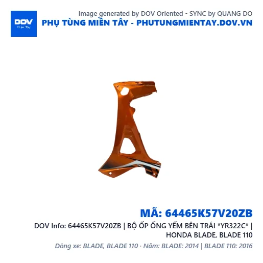 64465K57V20ZB | BỘ ỐP ỐNG YẾM BÊN TRÁI *YR322C* | HONDA BLADE, BLADE 110 — 64465K57V20ZB