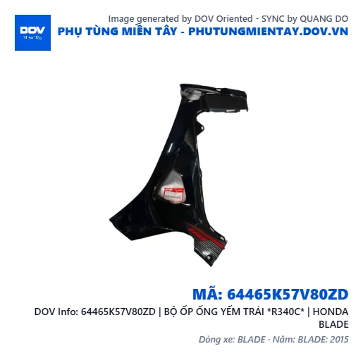 64465K57V80ZD | BỘ ỐP ỐNG YẾM TRÁI *R340C* | HONDA BLADE — 64465K57V80ZD