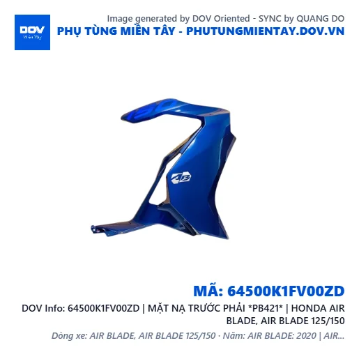 64500K1FV00ZD | MẶT NẠ TRƯỚC PHẢI *PB421* | HONDA AIR BLADE, AIR BLADE 125/150 — 64500K1FV00ZD