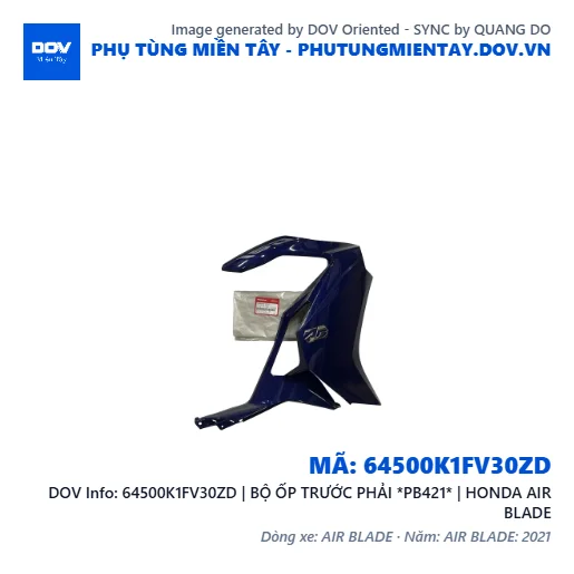 64500K1FV30ZD | BỘ ỐP TRƯỚC PHẢI *PB421* | HONDA AIR BLADE — 64500K1FV30ZD