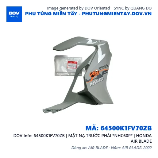 64500K1FV70ZB | MẶT NẠ TRƯỚC PHẢI *NHC60P* | HONDA AIR BLADE — 64500K1FV70ZB