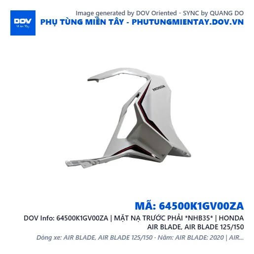 64500K1GV00ZA | MẶT NẠ TRƯỚC PHẢI *NHB35* | HONDA AIR BLADE, AIR BLADE 125/150 — 64500K1GV00ZA