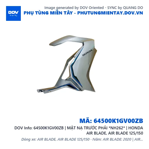 64500K1GV00ZB | MẶT NẠ TRƯỚC PHẢI *NH262* | HONDA AIR BLADE, AIR BLADE 125/150 — 64500K1GV00ZB