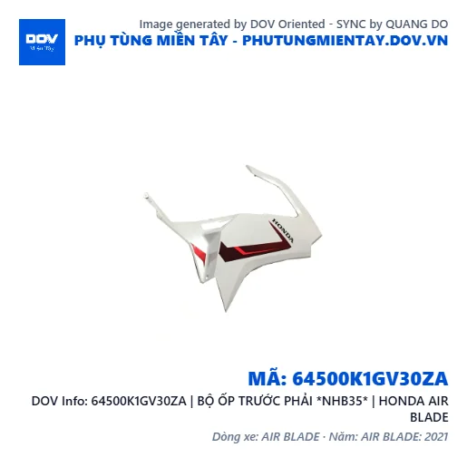 64500K1GV30ZA | BỘ ỐP TRƯỚC PHẢI *NHB35* | HONDA AIR BLADE — 64500K1GV30ZA