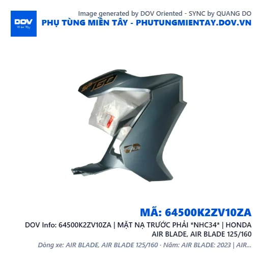64500K2ZV10ZA | MẶT NẠ TRƯỚC PHẢI *NHC34* | HONDA AIR BLADE, AIR BLADE 125/160 — 64500K2ZV10ZA