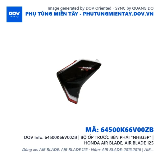 64500K66V00ZB | BỘ ỐP TRƯỚC BÊN PHẢI *NHB35P* | HONDA AIR BLADE, AIR BLADE 125 — 64500K66V00ZB
